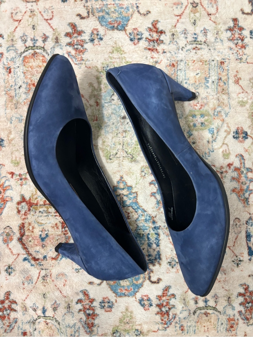 Ecco Navy Suede Mid Heel Pumps for Women
